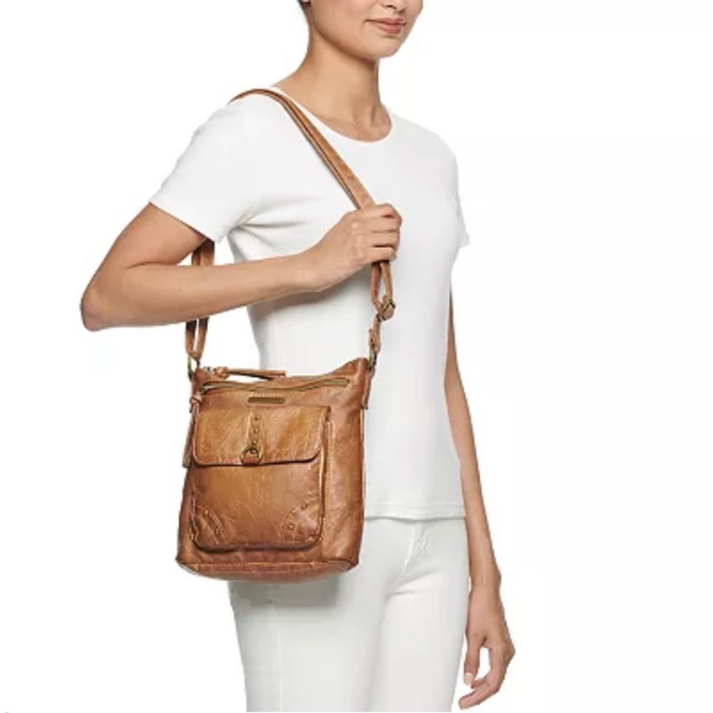 Stone & Co Smokey Mountain studded crossbody bag in cognac - Picture 4 of 7